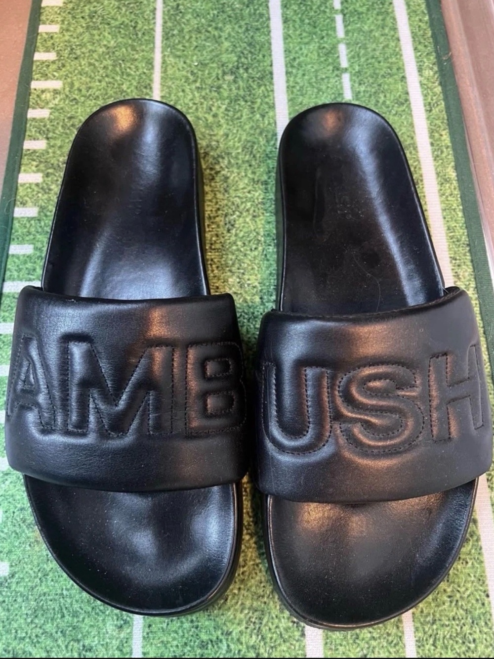 Men's AMBUSH Black Embossed Logo Slide Sandals - size 11